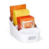 YouCopia ShelfBin Packet Organizer, 4-Tier Stairstep Raised Divided Bin, BPA-Free Storage Caddy for Kitchen Pantry and Cabinet Organization, Tea Bags, Medicine, and More