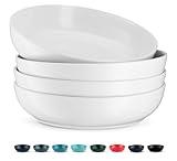 KooK Pasta Bowl, Salad Bowls, Bowls, Serving Bowls, Soup, Ceramic, Large Capacity, Microwave & Dishwasher Safe, Set of 4, 40 Oz, (White)