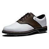 FootJoy Men's FJ Originals Golf Shoe, White/Brown, 11