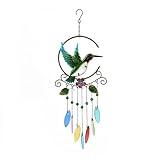 Wind Chimes Hummingbird, Garden Glass Colorful Wind Chimes for Home, Party, Festival Decor, Garden Decoration Indoor/Outdoor, Lifelike Hummingbird Bell Deep Tone Style