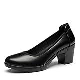 DREAM PAIRS Womens Edena Chunky Closed Toe Low Block Heels Work Pumps Comfortable Round Toe Dress Wedding Shoes, Black - 10 (SDPU2230W)