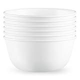 Corelle Vitrelle 28-oz Soup/Cereal Bowls Set of 6, Chip & Crack Resistant Dinnerware Bowls for Soup, Ramen, Cereal and More, Triple Layer Glass, Winter Frost White