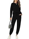 Cakulo Womens 2 Piece Lounge Sets 2024 Fall Outfits Jogger Sweat Pants Set Sweatsuits Matching Track Suits Black 2XL