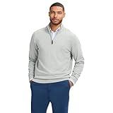 IZOD Men's Premium Essentials Quarter Zip Sweater, Light Heather Grey