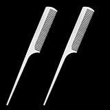 2 PCS Metal Rat Tail Comb Stainless Steel Hair Combs Flat Top Fine Cutting Comb Teasing Pin Tail Barber Comb with Parting Tip for Braiding Hair, Rat Tail Comb with Metal Pick for Women Men