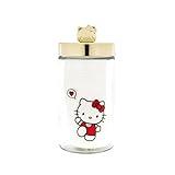 The Crème Shop x Hello Kitty Chic Reusable Glass Jar with Premium Soft Cotton Pads: Gentle Absorbent Ideal for Makeup Removal Skincare Routine Sensitive Skin (Reusable Jar + Premium Cotton Pads)