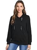 Bearsland Women's Maternity Sporty Hoodie Breastfeeding Shirt Nursing Sweatshirt with Pockets,pureblack,L