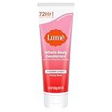 Lume Whole Body Deodorant - Invisible Cream Tube - 72 Hour Odor Control - Aluminum Free, Baking Soda Free, Skin Safe - 3.0 ounce (Peony Rose)