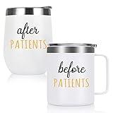 Gtmileo Nurse Gifts for Women, 12 oz Before Patients After Patients Stainless Steel Coffee Mug Tumbler Set, Nurse Week Appreciation Graduation Gifts for Nurse Practitioner Doctor Dentist Hygienist