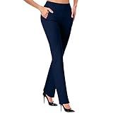 Daily Deals of The Day Prime Today Only,Work Pants Women Stretch,Women Business Casual Office Work Pants Premium Stretch Yoga Pants High Waist Work Dress Pant Workout Slacks,Navy-C,X-Large