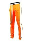 SCREENSHOT-S41700 Mens Hip Hop Premium Slim Fit Comfort Track Pants - Athletic Fitness Fashion Urban Lifestyle Streetwear Bottoms-Orange-Large