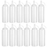 Anyumocz 12 Pack 8 oz Plastic Squeeze Bottles Multipurpose Squirt Bottles for Ketchup,Condiments,BBQ Sauce,Dressing,Barbecue,Grilling,Crafts,Syrup and More