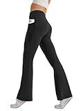 SEAJOJO Women's High Waist Flare Yoga Pants Tummy Control Casual Bootcut Leggings with Side Pockets Black