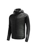 BALEAF Men's Running Jacket Lightweight Thumble Hole Warm Up Puffer Jacket Hybrid Thermal Coat Insulated Hiking Golf Black L