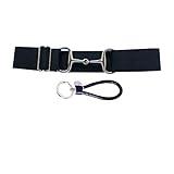 Dielianyi 1.5-inch Elastic Equestrian Belt Bit Buckle Leather Key Strap for Horseback Riding Equestrian Sports (black)