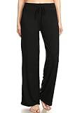 Leggings Depot Womens Casual Comfy Long Pajama Lounge Apparel Pants, Black, Medium