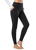 BALEAF Women's Fleece Lined Leggings Thermal Warm Winter Tights High Waisted Thick Yoga Pants Cold Weather with Pockets Black S