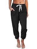 AUTOMET Fall Fashion Baggy Sweatpants for Women with Pockets-Lounge Womens Pajams Pants-Womens Cinch Bottoms Joggers for Yoga Workout 2024 Black XL