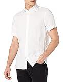 Perry Ellis Men's 100% Linen Short Sleeve Button-Up Shirt, XX-Large, Bright White