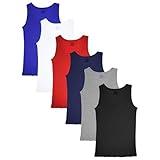 Sexy Basics Tank Tops for Women, 6 Pack Cotton -Flex Tank Tops in Assorted Colors (6 Pack-Black/GreyNavy/White/Red/Royal, XX-Large)