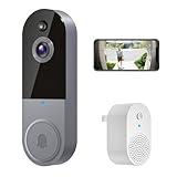 HotFun 1080P Video Doorbell Camera Wireless with Ring Chime, Smart AI Human Detection, Night Vision, 2-Way Audio, Battery Powered, Cloud Storage, 2.4G WiFi, Indoor Outdoor Surveillance (Silver)