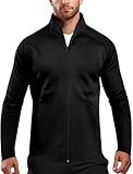 Mens Zip Up Jacket Athletic Workout(Black,S)