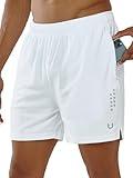 NORTHYARD Men's 5" Athletic Running Shorts Workout Gym Quick Dry Shorts Lightweight Mesh Tennis Shorts for Men Exercise White L