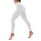 CHARMKING High Waisted Leggings for Women Soft Tummy Control Pants Non See Through Workout Yoga Pants for Running Reg & Plus Size(White, Small-Medium)