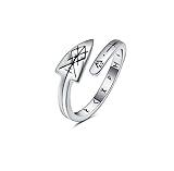 PXSilver 925 Sterling Silver Norse Viking Ring for Women - Vintage Gungnir spear adjustable rings Viking Rune Jewelry Gifts