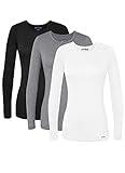 Sivvan Scrubs for Women - Long Sleeve Comfort Underscrub Tee 3-Pack - S85003 - Black/Dark Marl Grey/White - M