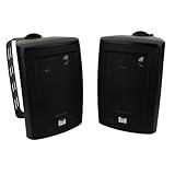 Dual Electronics 4" 3-Way High Performance Outdoor Indoor Speakers with Powerful Bass, Effortless Mounting Swivel Brackets, All Weather Resistance, Sold in Pair, LU43PB