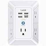 5-Outlet Surge Protector Wall Charger with 4 USB Ports - 1680J Multi Plug for Home, Office, Travel