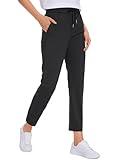 CRZ YOGA Womens 4-Way Stretch Ankle Golf Pants - 7/8 Dress Work Pants Pockets Athletic Travel Casual Lounge Workout Black Small