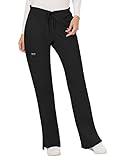 Cherokee Women's Mid Rise Moderate Flare Drawstring Pant, Black, Large