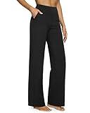 G4Free Wide Leg Pants Woman Yoga Pants with Pockets Loose Casual Palazzo Fashion Sweatpants Stretch Dress Work Clothes(Black,M,31")