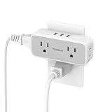 Surge Protector Outlet Extender, TESSAN Multi Plug Outlet Splitter with 4 Electrical Outlets 3 USB Ports, Multiple Plug Mini Wall Expander for Home Bathroom Office Dorm Room Essentials