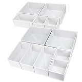 12 Pack Drawer Organizers for Clothing, Foldable Clothes Drawer Organizer for Underwear, Folded Clothes, Baby Clothing, Socks, Bra, Towels, Ties - Multi-pack Clothes Organizer Storage Box (White)