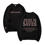 UrbanNEST Retro Jesus Saves Sweatshirt, Jesus Saves Shirt Custom Image on Sleeve For Women, Jesus Saves John 3:16-17 Sweatshirt, Jesus Shirt, Bible Verse Spiritual Hoodie, God Lovers Shirt