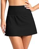 SANTINY Women's High Waisted Swim Skirt with Pocket Tummy Control Tankini Swimsuit Bathing Suit Bottoms for Women (Black_XL)