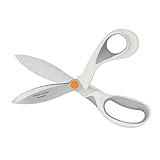 Fiskars SoftGrip PowerCut Fabric and Mixed Media Scissors - 8" Heavy Duty Scissors for Fabric, Cardboard, Cork, Decorative Metal and Foam Cutting with Serrated Blade Edge - White