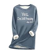 Deals of The Day Lightning Deals Today Prime Funny Sayings Sweatshirts for Women Long Sleeve Fleece Sherpa Winter Shirts Round Neck Casual Warm Cute Long Tops Womens Fleece Pullover Navy M