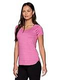 RBX Active Women's Athletic Fashion Ultra Soft Striated Short Sleeve Crewneck T-Shirt Space Dye Pink Orchid L