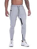 MAIKANONG Mens Slim Joggers Sweatpants Tapered Gym Pants Casual Training Workout Pants Track Pant Light Gray