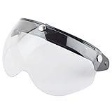 Hummingbird 3 Snap 3/4 Helmet Shield with FLIP UP Hinge for 3-Snap Motorcycle Half Open Face Vintage Motorcycle Helmets (Clear)