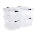 Rubbermaid Cleverstore Clear 95 Qt, 4-Pack, Made in USA, Stackable Large Clear Storage Bins with Lids, See-Through Plastic Storage, with Latching Lids, BPA-Free