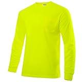 JORESTECH Safety Bright Visibility Long Sleeve Work T Shirt with Chest Pocket, Moisture Wicking Fabric, Classic Fit, Lime