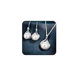 Generic Pearl Jewelry Set for Women Adjustable Dainty Pearl Pendant Necklace Pearl Dangle Earrings Wedding Pearl Jewelry Silver Jewelry Set Lightning Deals of Today Prime Deals of the Day Clearance