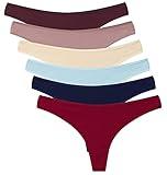 ELACUCOS 6 Pack Women's Thongs Cotton Breathable Panties Underwear Vintage Medium