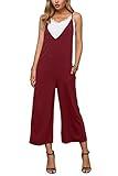 Spadehill Women's Wide Leg Loose Strap Jumpsuits Casual Overalls Sleeveless Pocket Loose Fit Jumpsuits Maroon XL