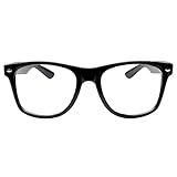 Kangaroo Black Superhero Nerd Glasses – Black Frame Fake Fashion Glasses for Men and Women – Non-Prescription, Non-Polarized Clear Lens Fake Glasses – Costume Glasses for Halloween or Cosplay